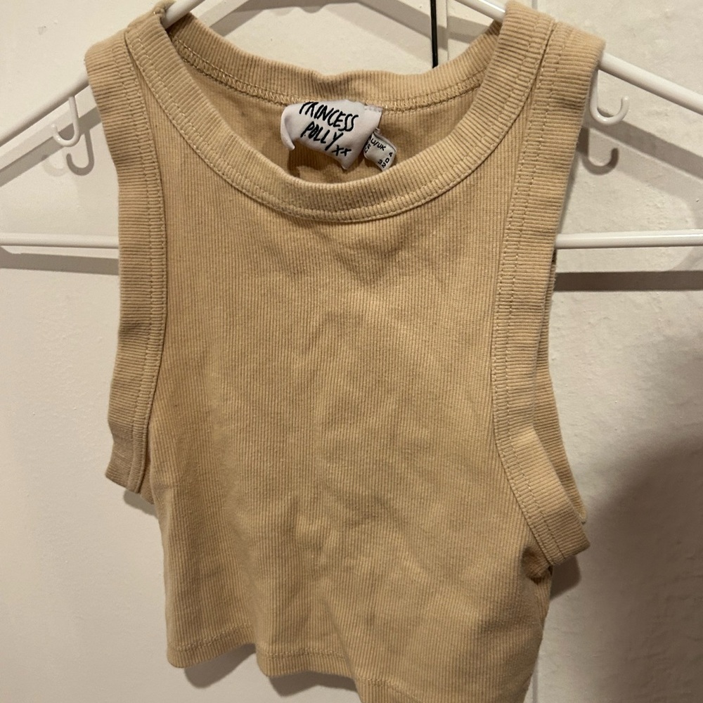 Princess Polly Tan Ribbed Crop Top